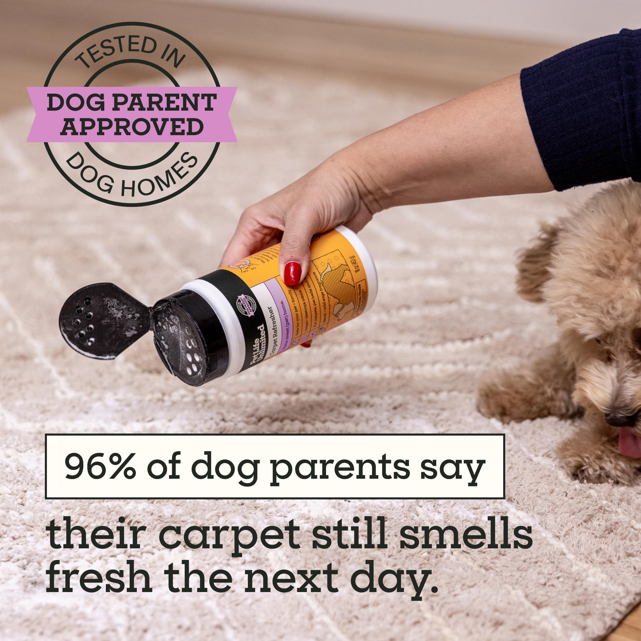 Pet Life Unlimited Wild Sage Neroli fragrance close-up during use.