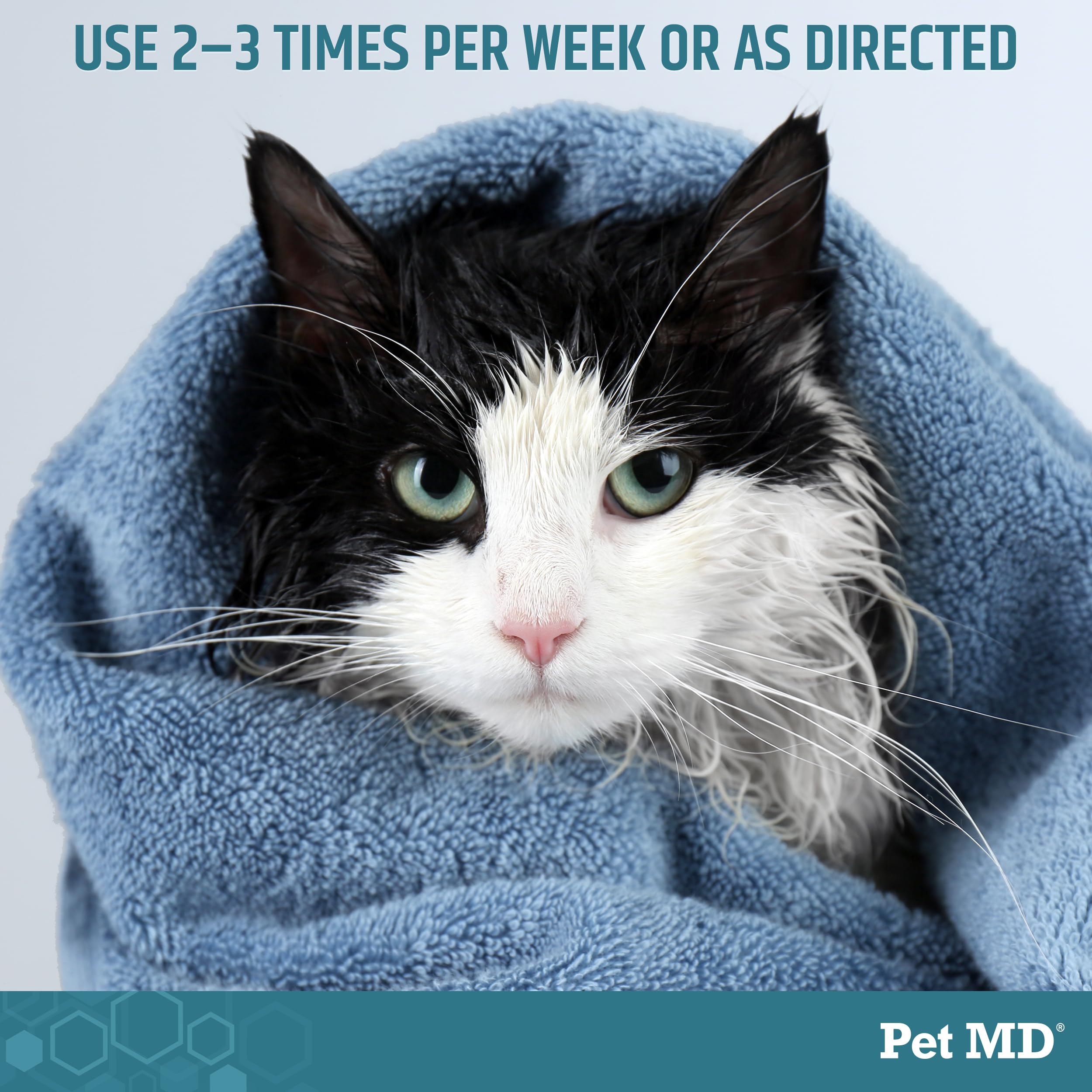 Pet MD Benzoyl Peroxide Medicated Shampoo coat cleanse with deodorizing properties.
