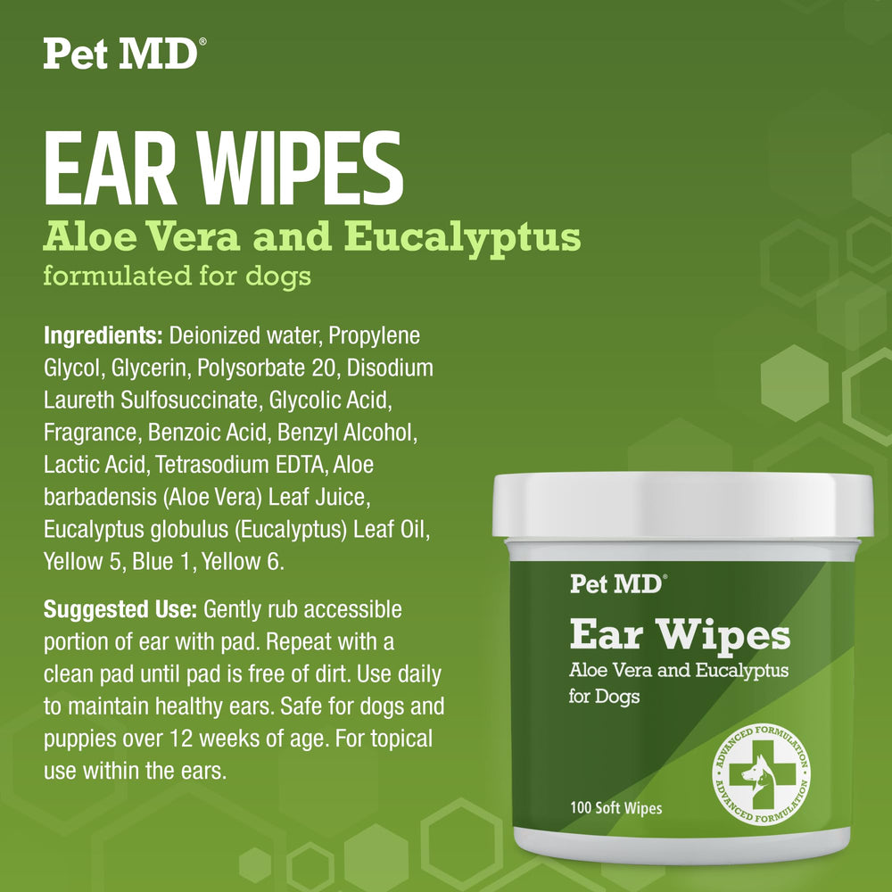 Pet MD dog ear wipes usage steps for a simple regular ear care routine
