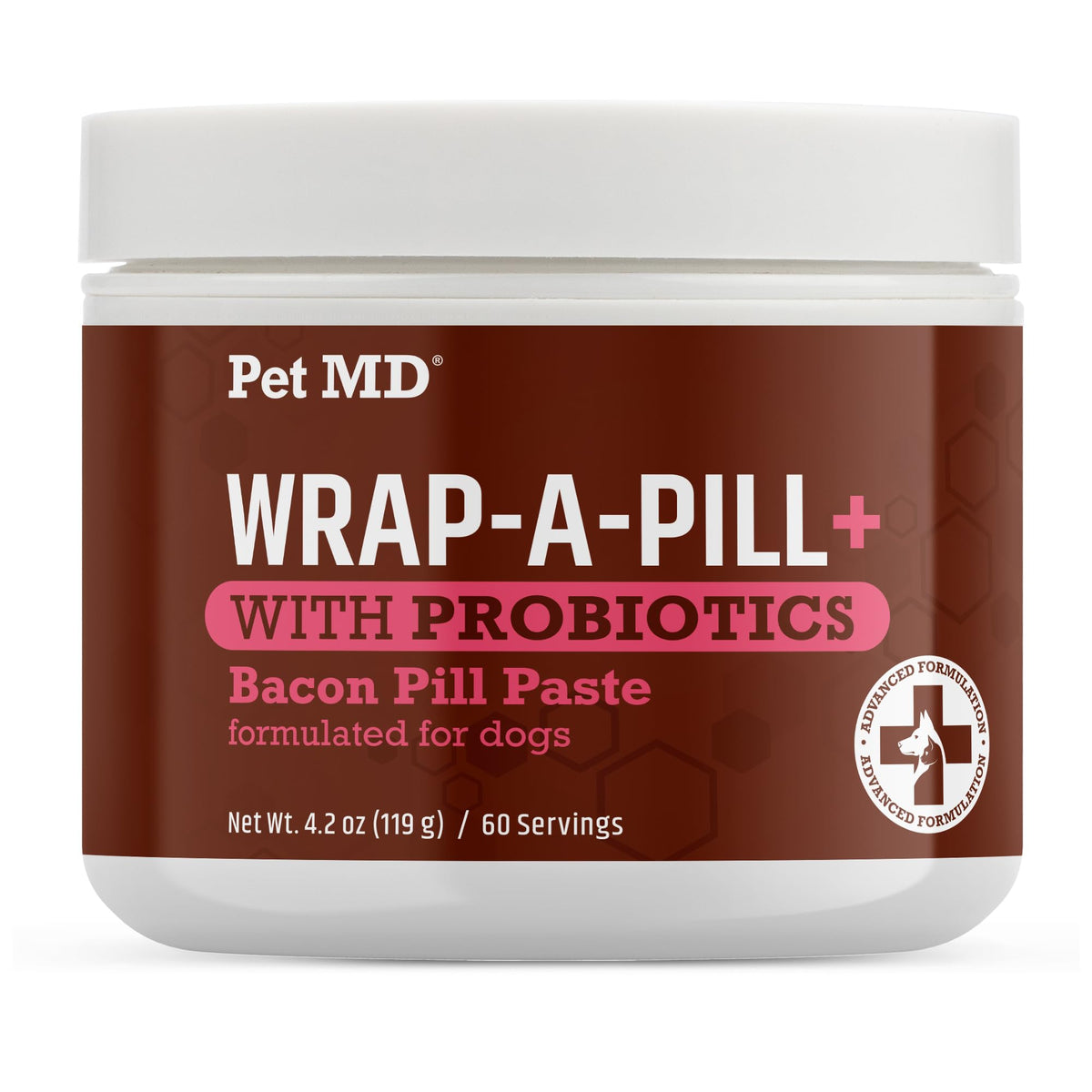 Pet MD Wrap-A-Pill bacon paste close-up for easier medicating using flavor.