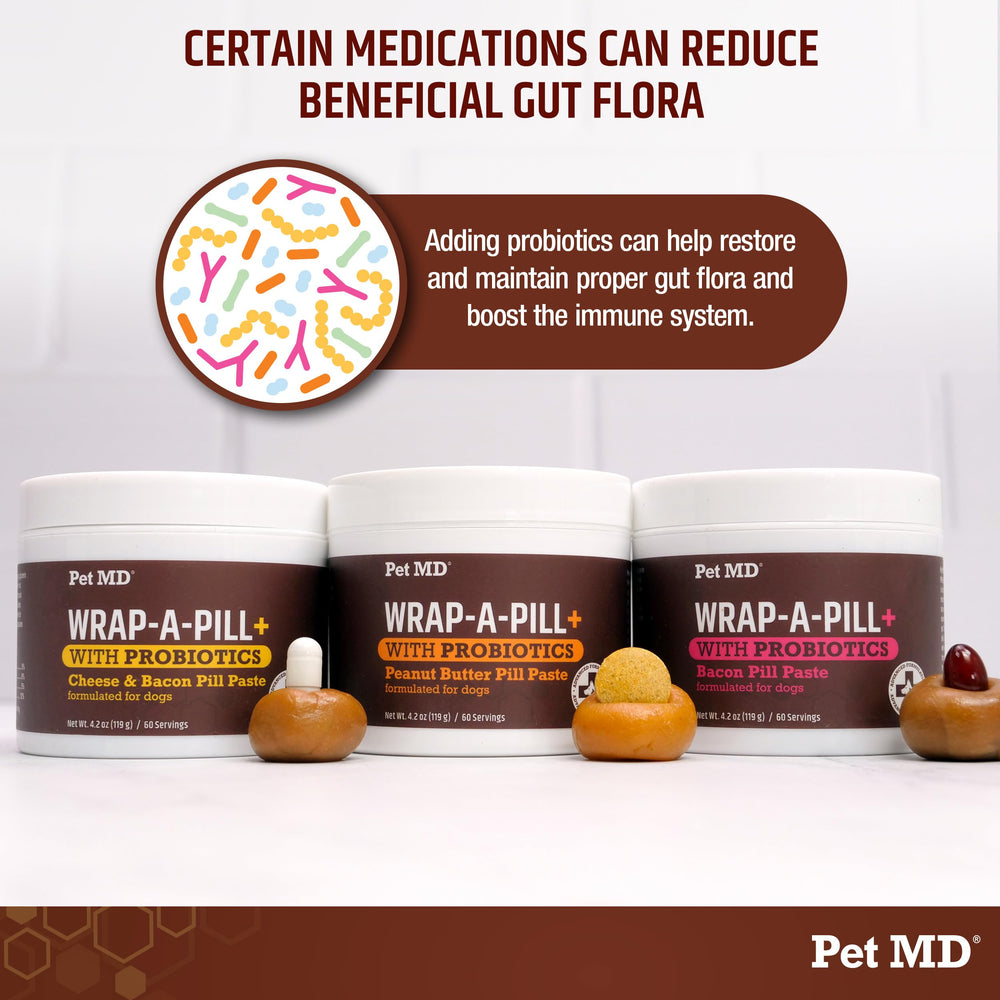 Pet MD Wrap-A-Pill made in USA packaging emphasizing quality and safety.