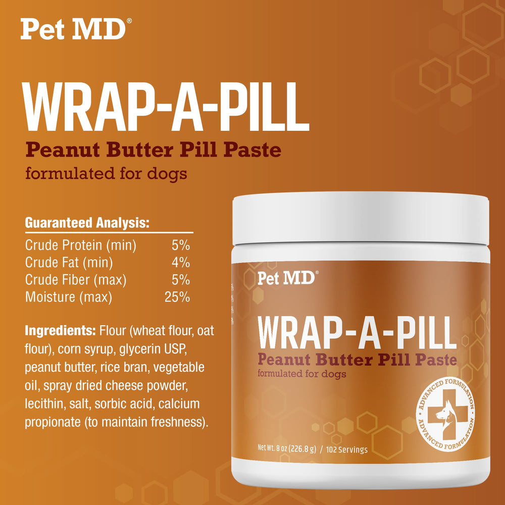 Pet MD Wrap A Pill 8 oz bottle supports convenient daily medication routines.