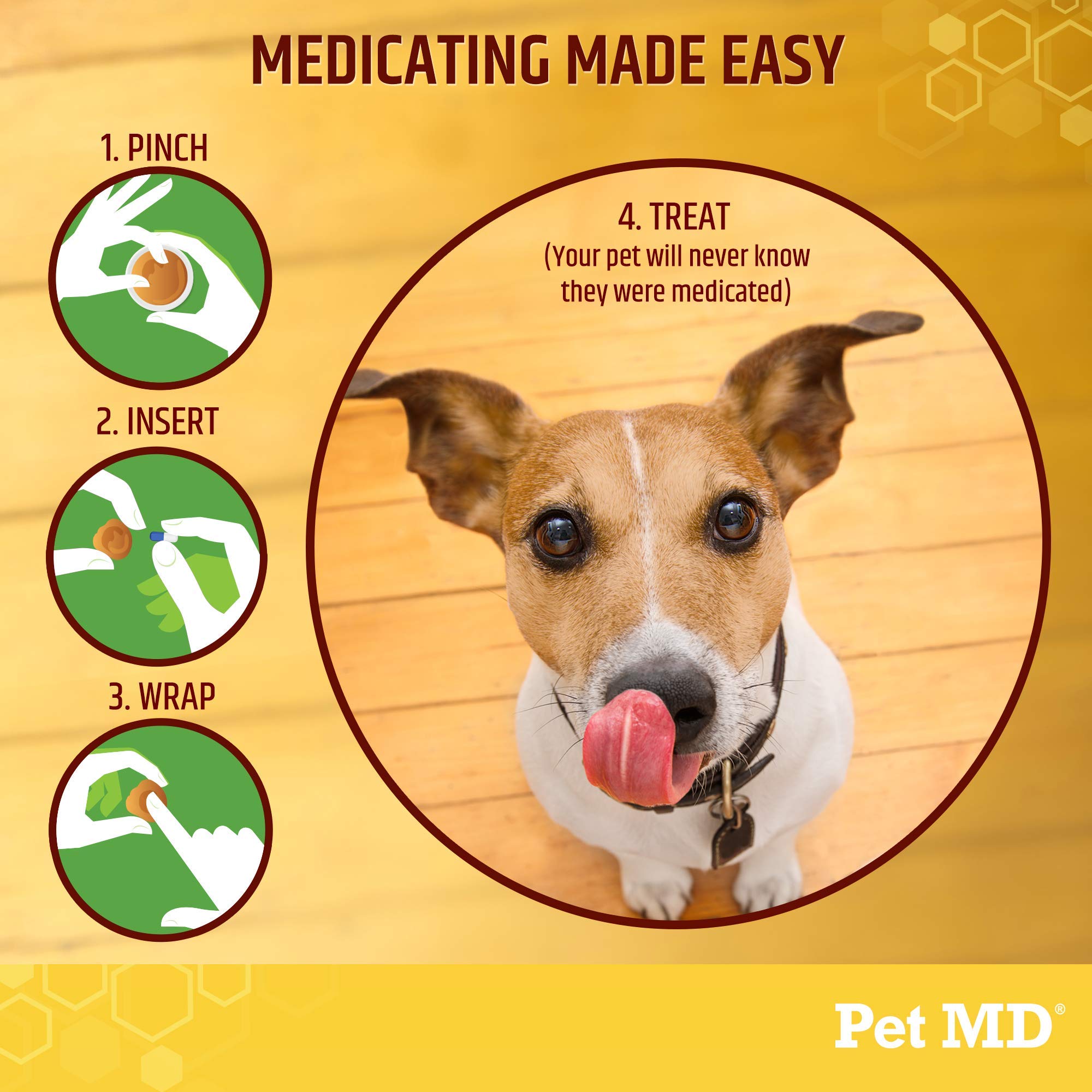 Close-up shows soft texture of Pet MD Wrap paste for pill wrapping.