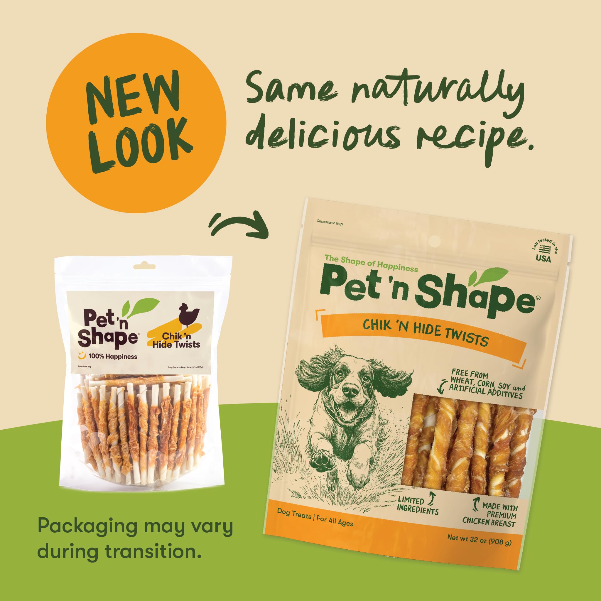 Pet 'n Shape Hide Twists artificial-free formula for cleaner snacking