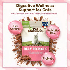 Pet Naturals cat probiotic chews in bowl with duck flavor for easy daily use