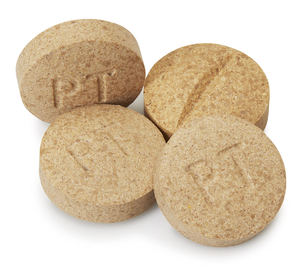 Dog enjoys Pet-Tabs chewable tablet as a daily treat before meals.