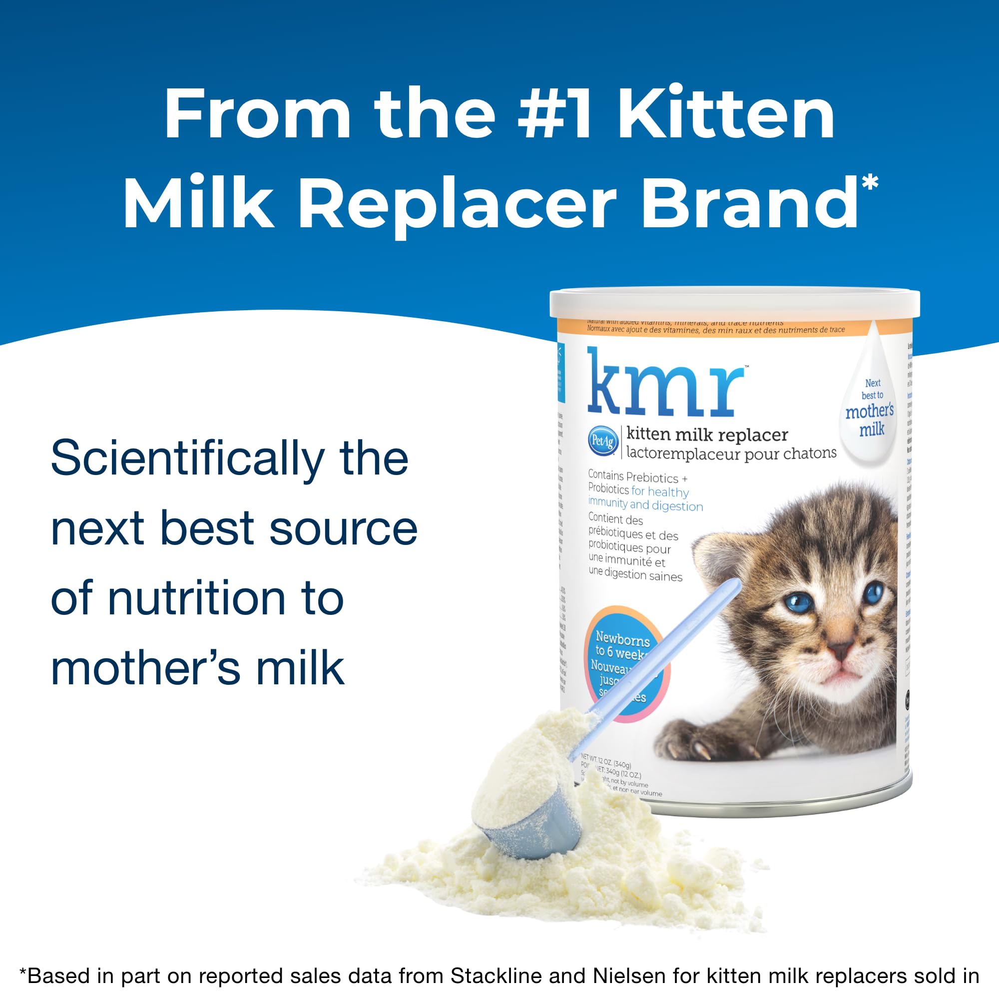 PetAg KMR powder pour demonstrates easy measurement for quick prep.