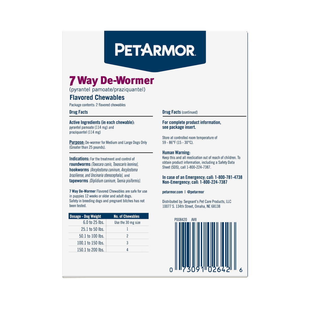 PetArmor 7 Way De-Wormer post-dosing observation image reminds monitoring your dog.