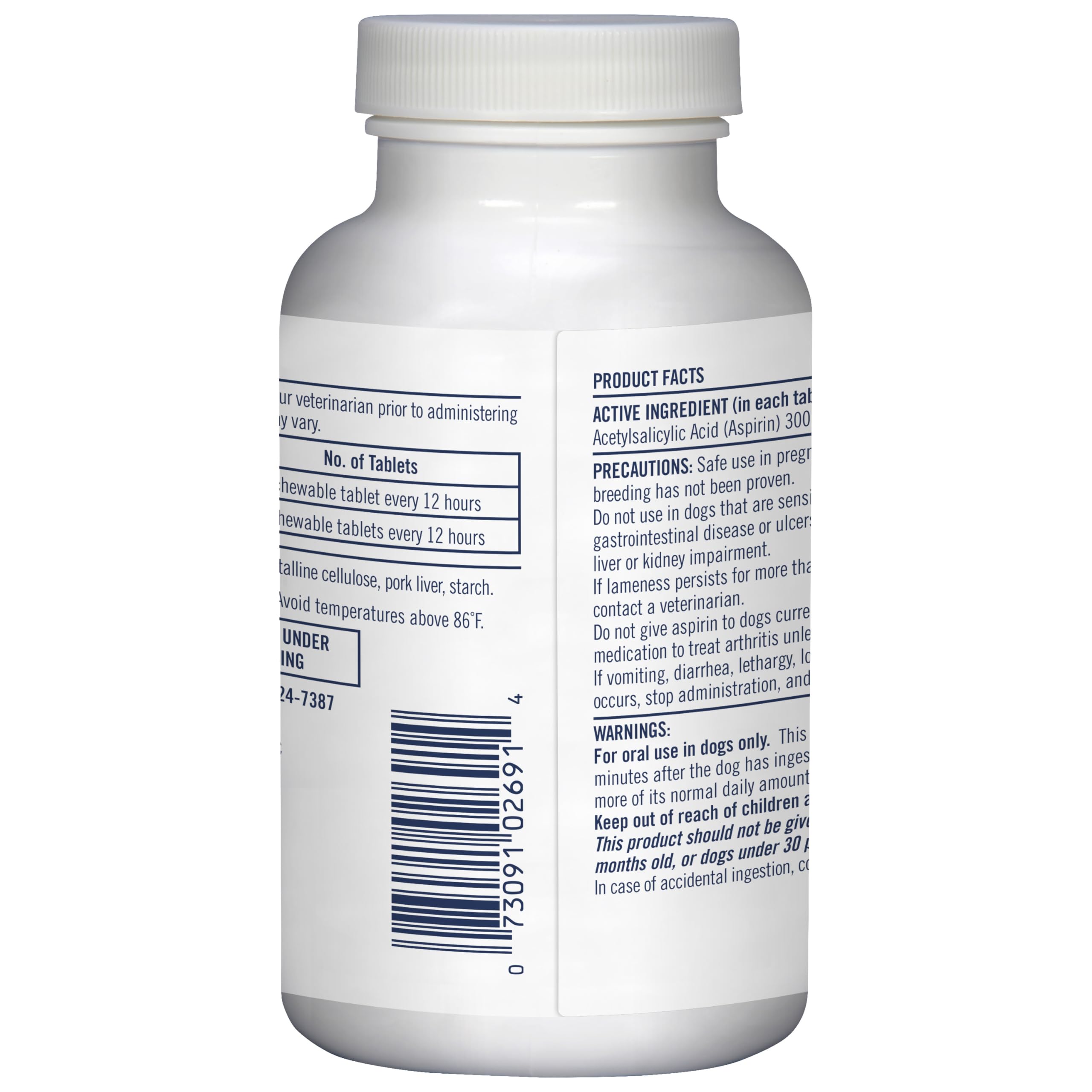 PetArmor canine aspirin bottle shows dosage guidance on label