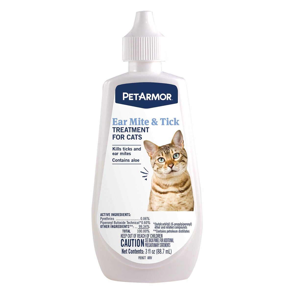 PetArmor Ear Mite Treatment bottle close-up showing easy dosage for at-home care