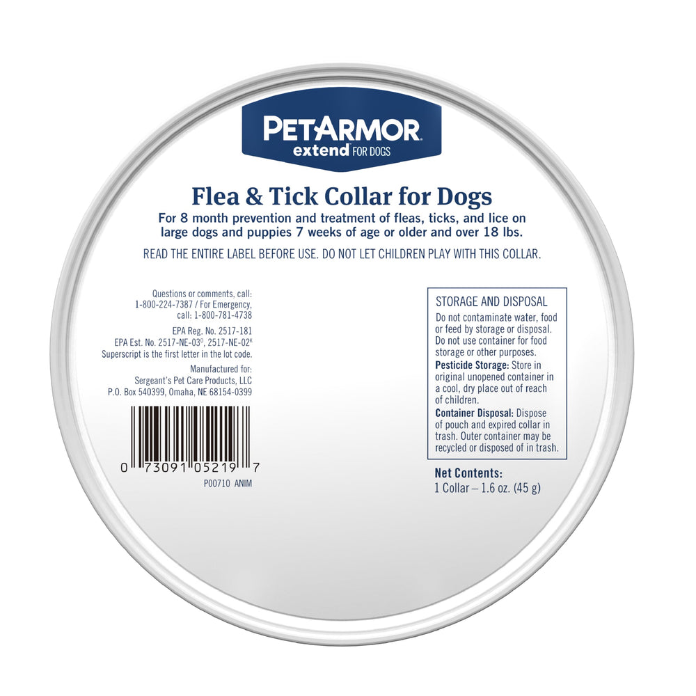 Close-up of PetArmor Extend buckle and fit for dogs seven weeks or older.