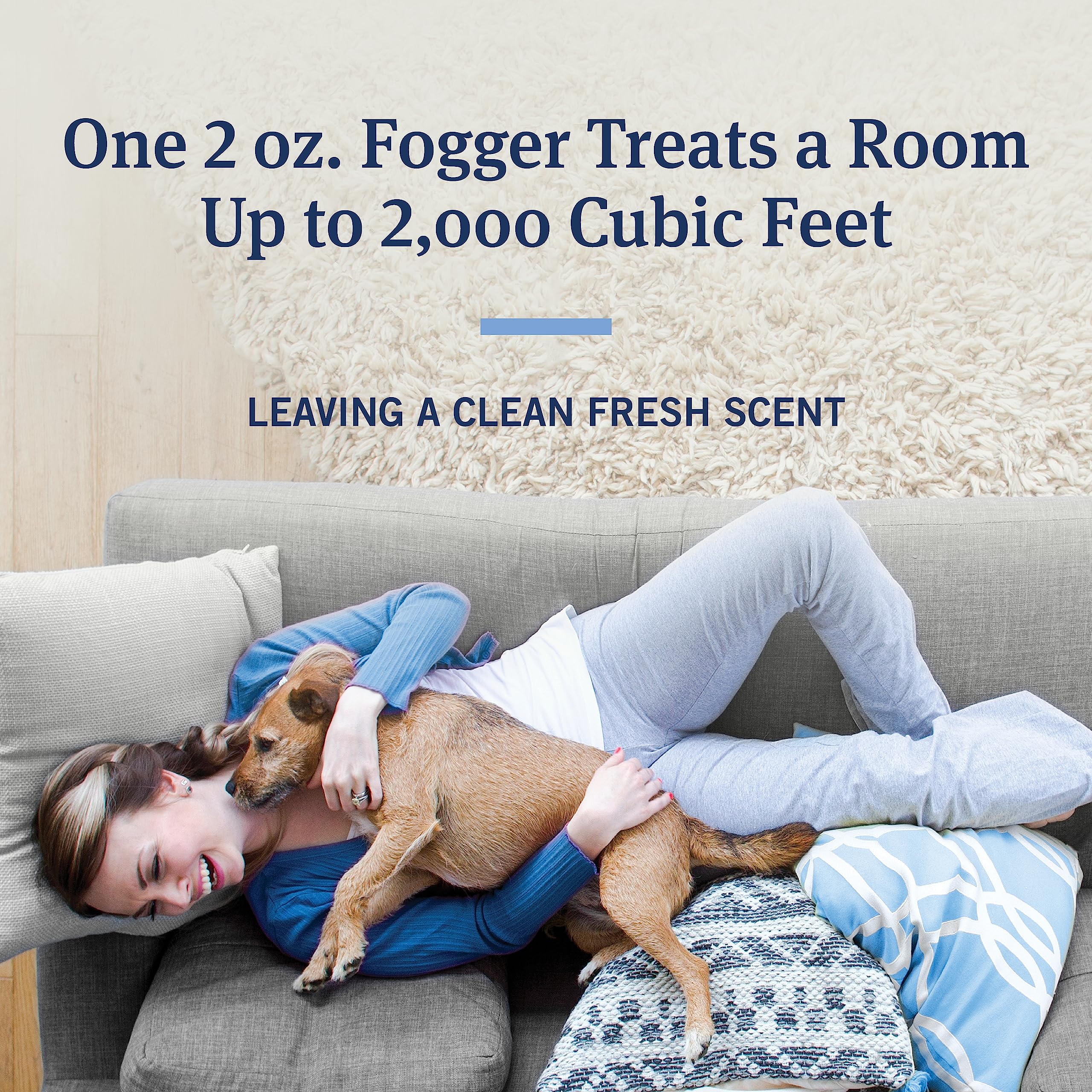 PetArmor Home Fogger covers rooms up to 2000 cubic feet for thorough control.