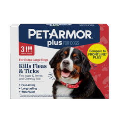 PetArmor Plus back-application demonstrates flea protection for dogs.