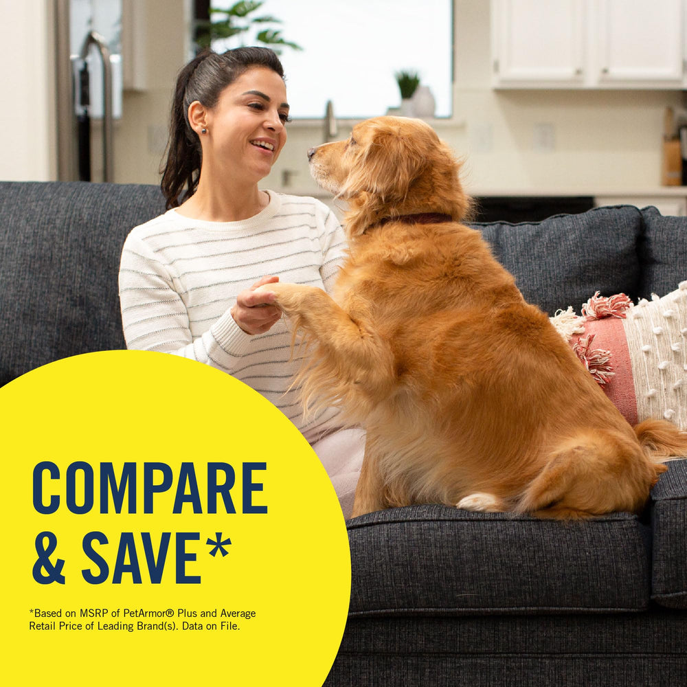 Vet-quality formula label on PetArmor Plus bottle communicates trusted protection.