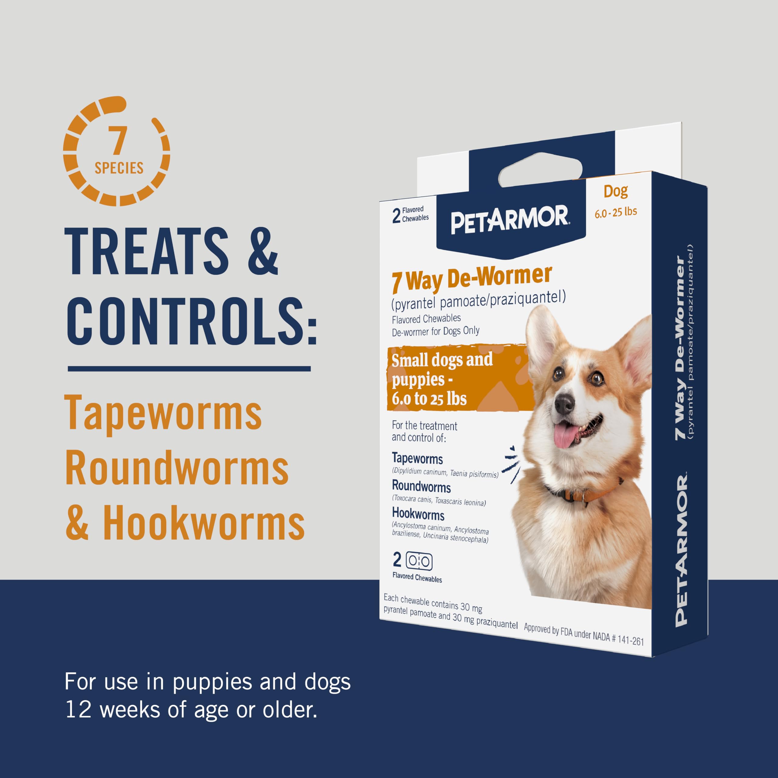 PetArmor dosing guidance by weight for small dogs 6–12 lbs.