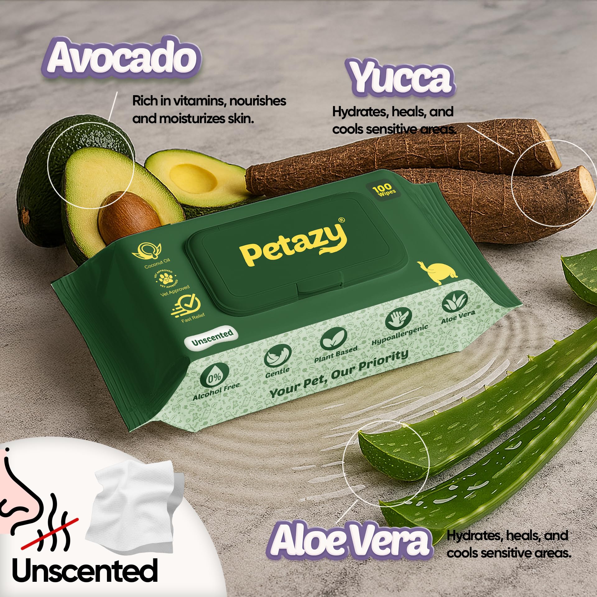 Petazy wipes 4-pack packaging - portable, convenient care on the go