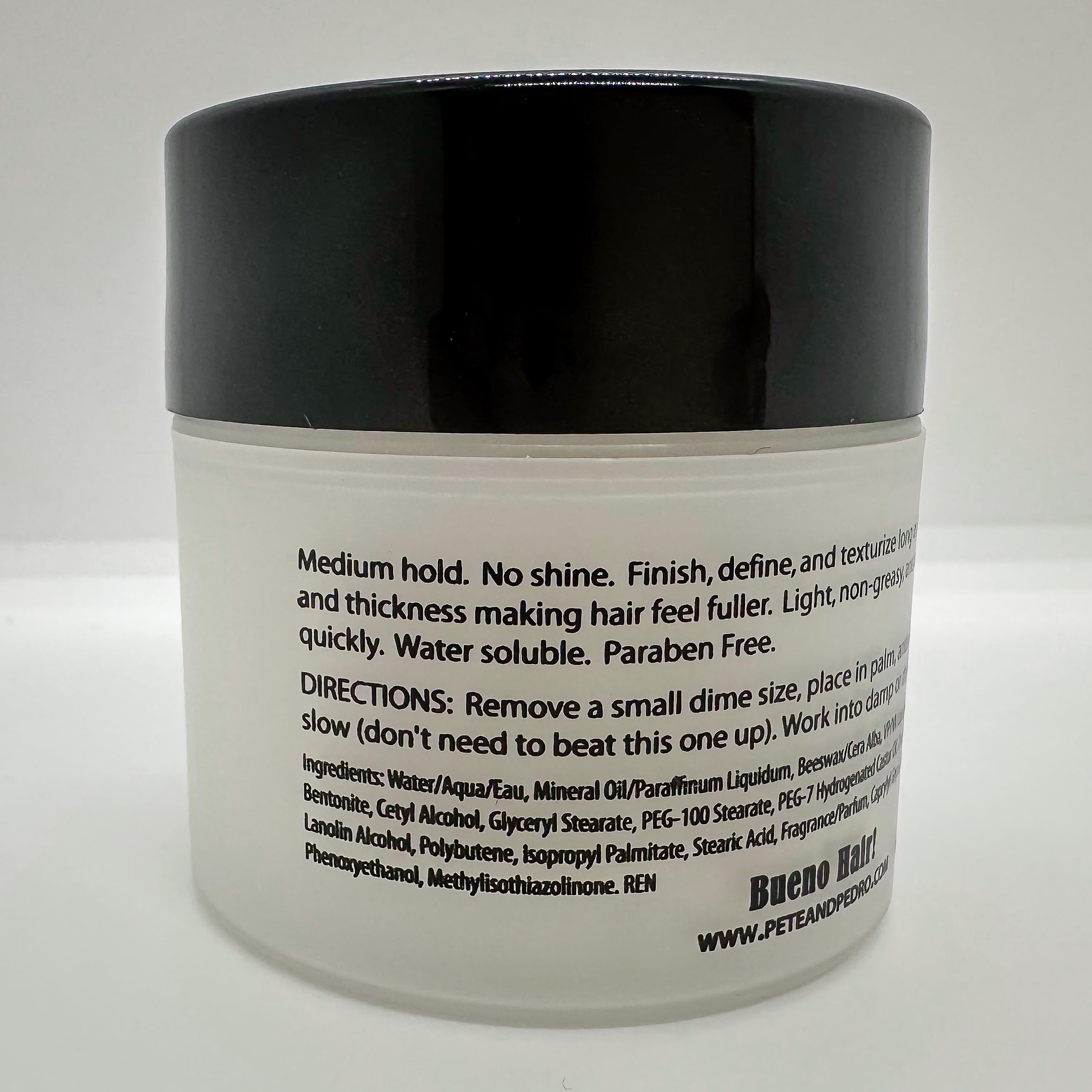 Product bottle exudes earthy, fresh fragrance during styling.