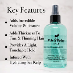 Pete & Pedro Salt light-hold low-shine delivers flexible, touchable styling.