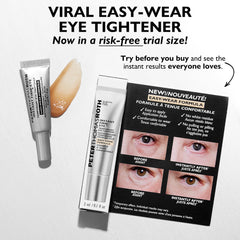 Peter Thomas Roth trial eye tightener being applied under-eye for smooth blend