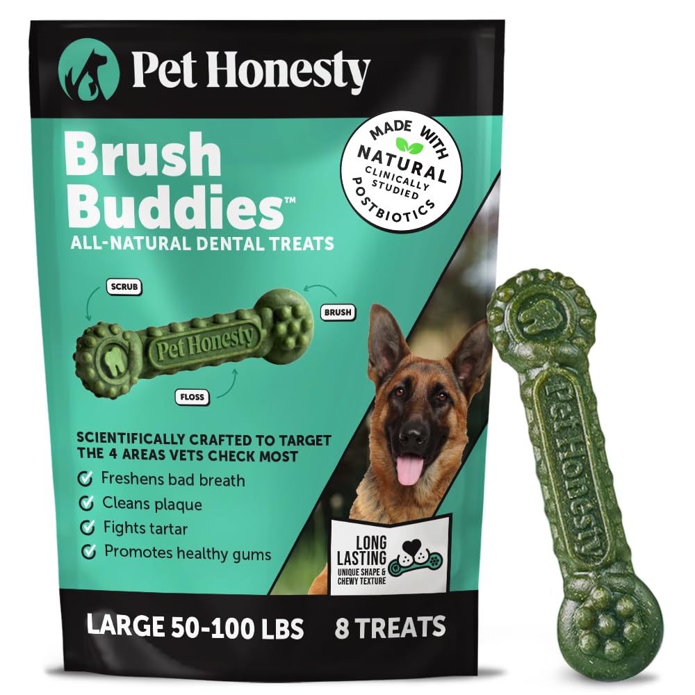 Pet Honesty Brush Buddies long-lasting chew supporting fresh breath for large dogs