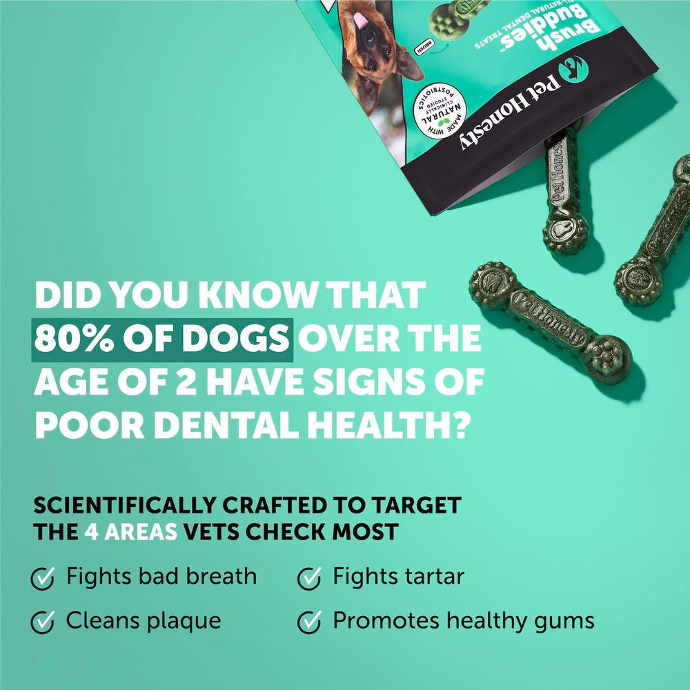 Pet Honesty Brush Buddies teeth cleaner for dogs promoting cleaner teeth
