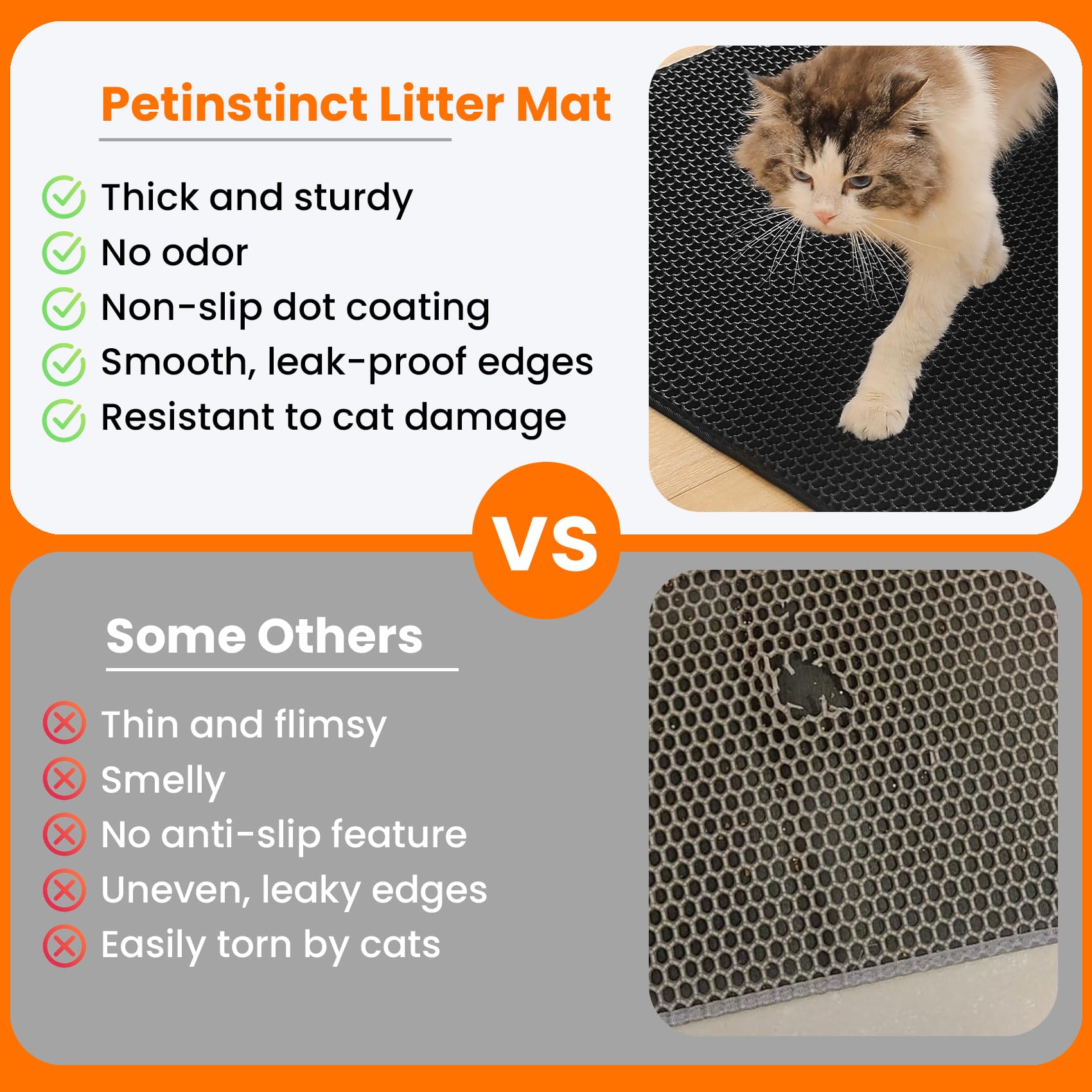 Petinstinct litter-catching-action, reduces tracking around home.