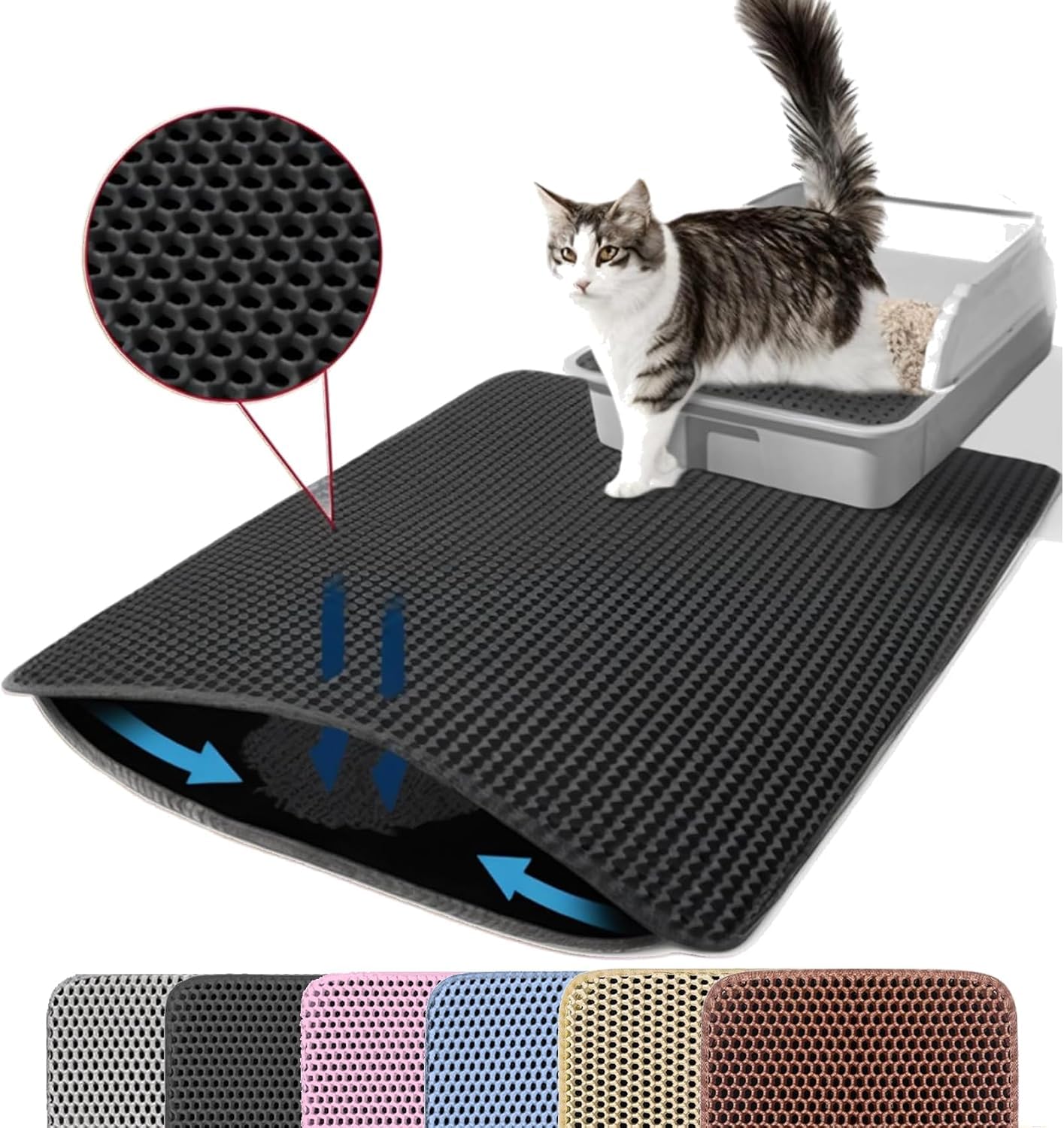 Petinstinct small cat litter mat, top view, traps litter to keep floors clean.