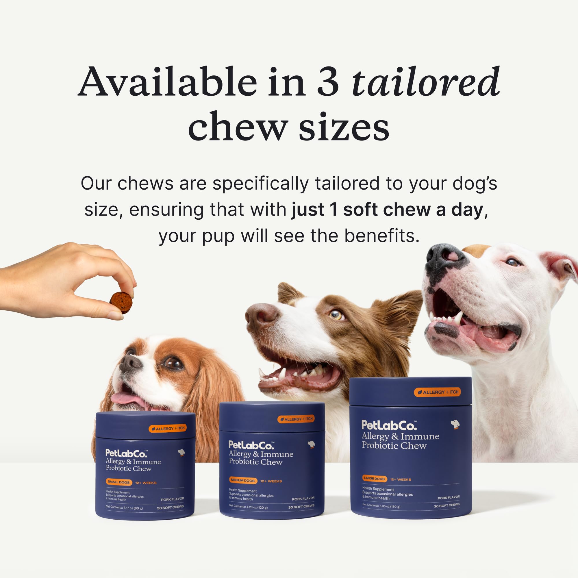 PetLab Co Allergy & Immune Daily Probiotics for Dogs — close-up shows texture and flavor