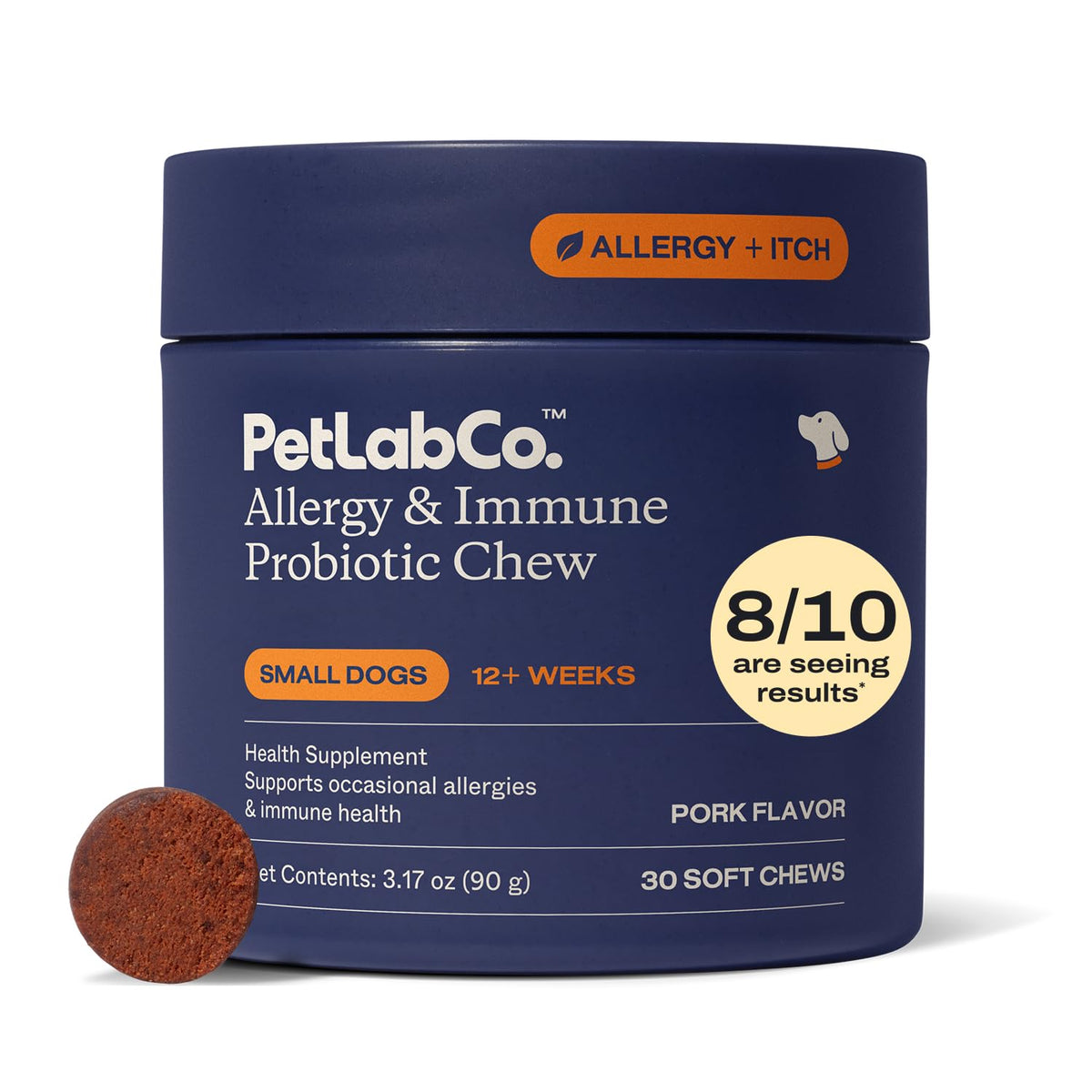 PetLab Co Allergy and Immune probiotics dog chews; packaging may vary for convenient daily use