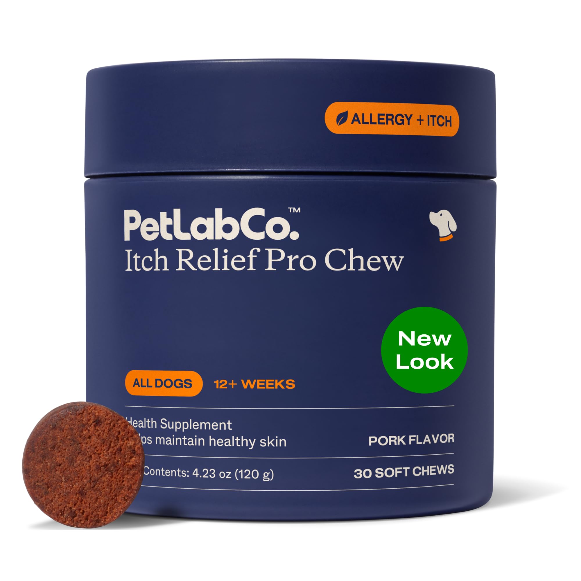 PetLab Co Itch Relief Chew Pro packaging with premium US ingredients.