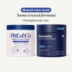 PetLab Co Joint Care Chews green-lipped mussels jar highlights natural ingredients.