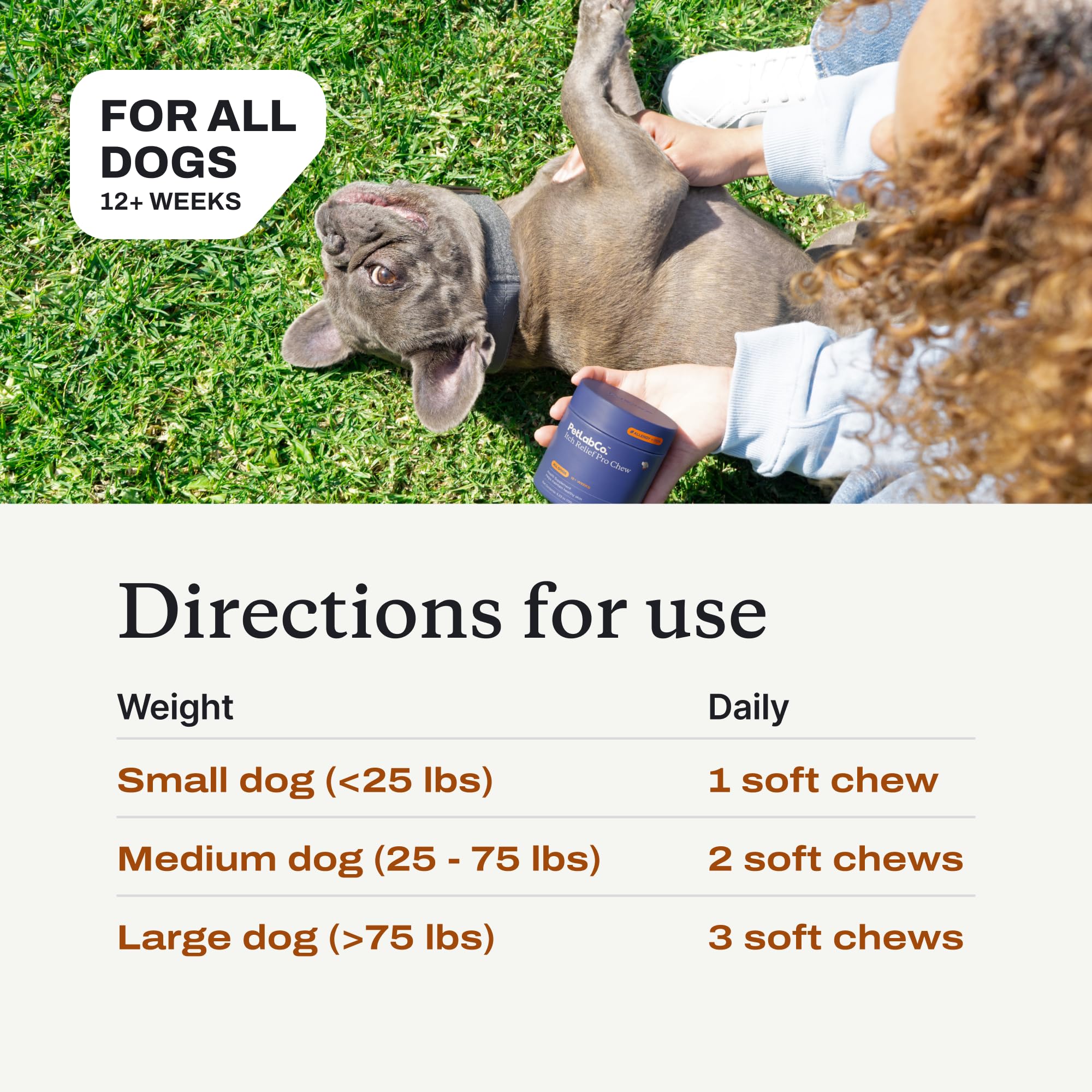 USA-made label on PetLab Co. Itch Relief Pro Chews conveys premium sourcing.