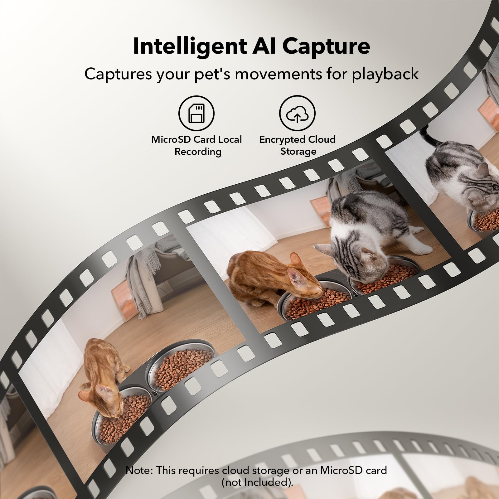 PETLIBRO optional cloud storage with AI recognition for easy clip searches