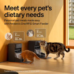 PETLIBRO RFID feeder top view highlights 3 L storage capacity for longer feeding.