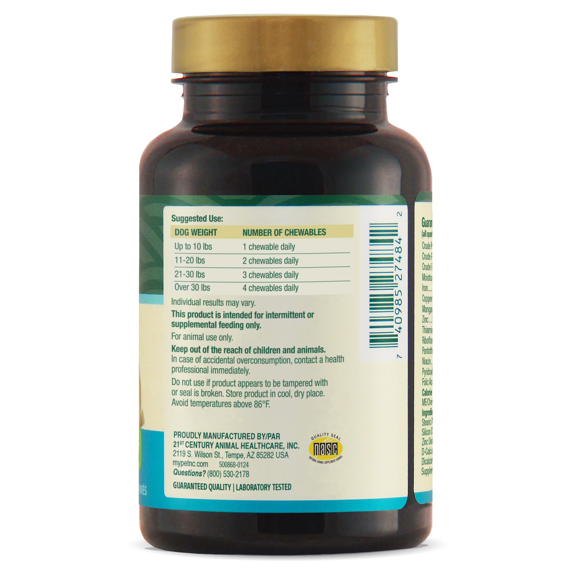 PetNC Natural Care brewers yeast with visible coat shine benefits.