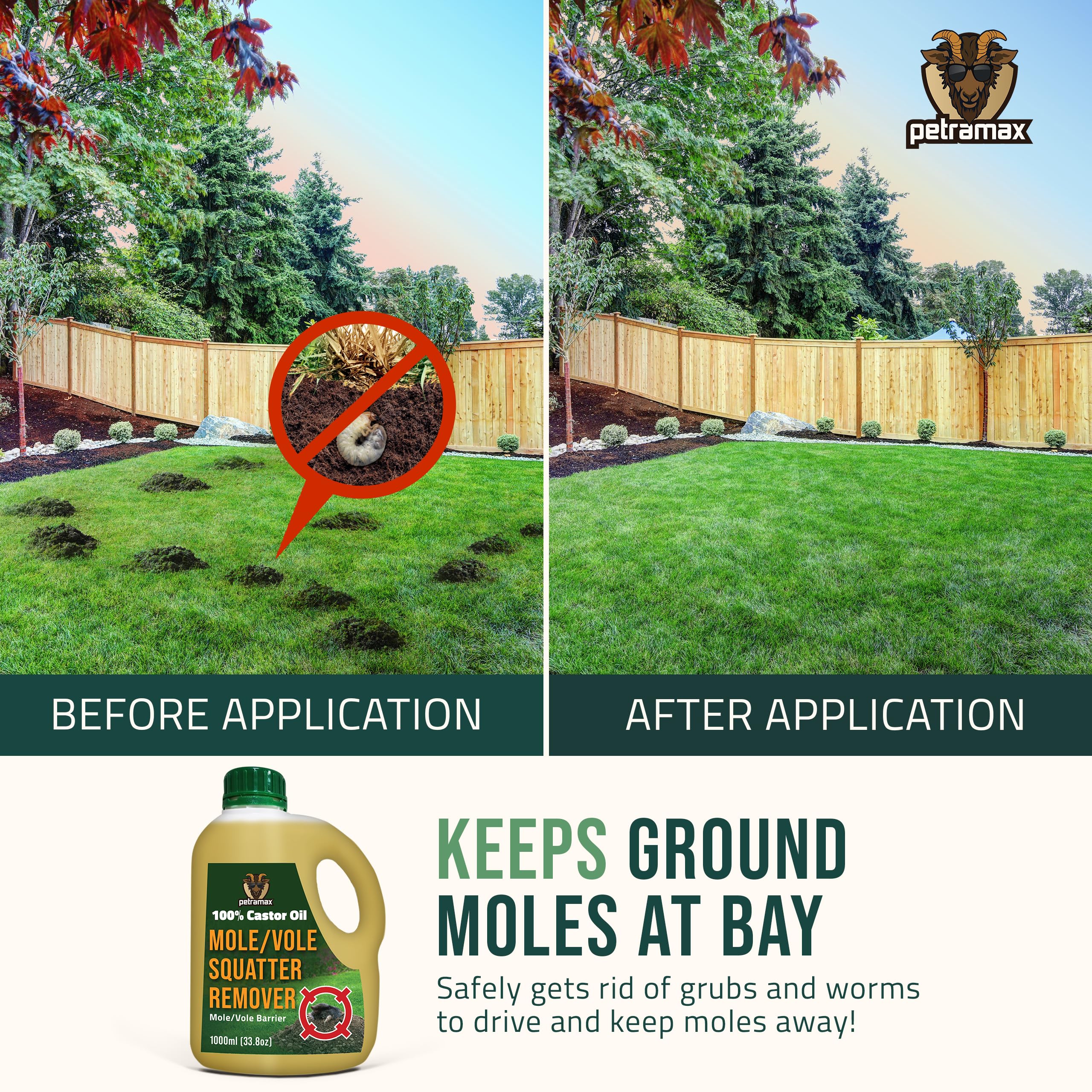 PetraMax Castor Oil Mole Repellent spray nozzle for easy application.