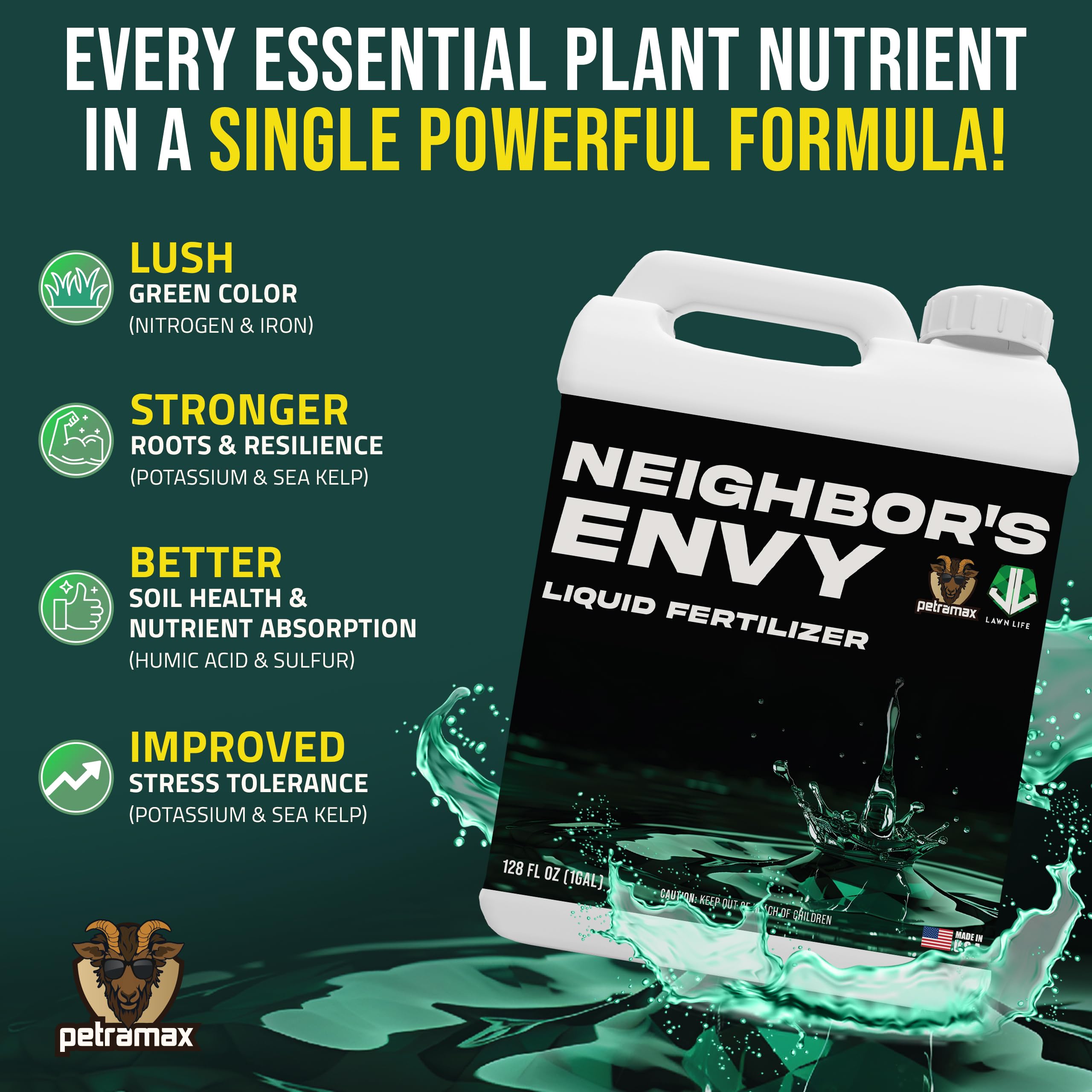 PetraMax Neighbor's Envy easy application with hose-end sprayer or PetraTools sprayer.
