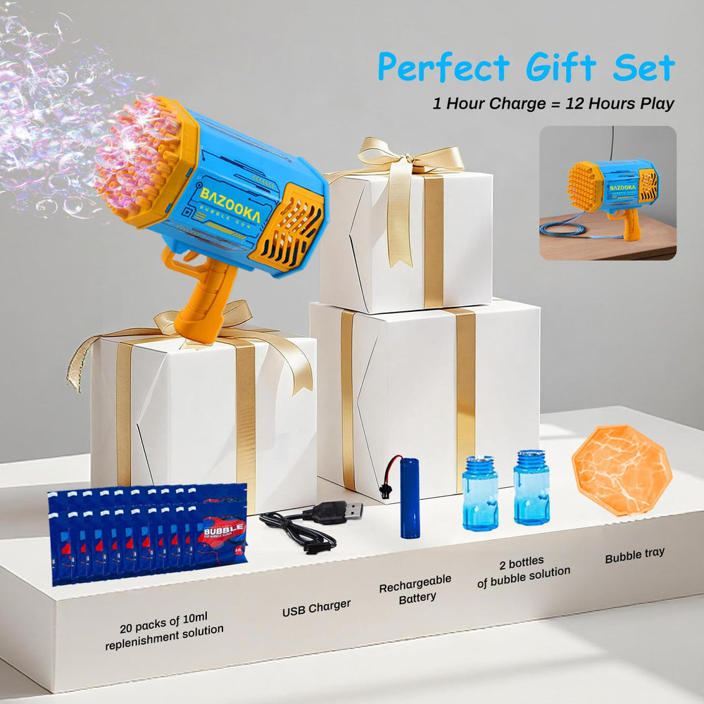 Petrella Rechargeable Battery highlighted, long-lasting power for continuous bubble fun.