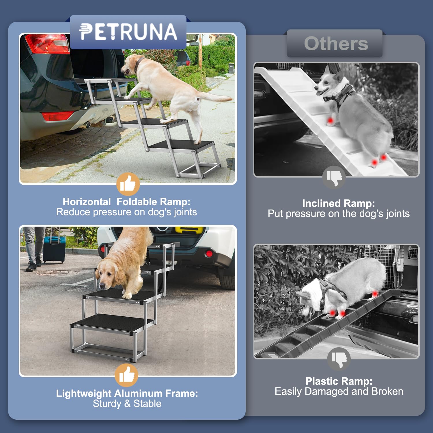 PetRuna foam-handle stairs are easy to carry between vehicles.