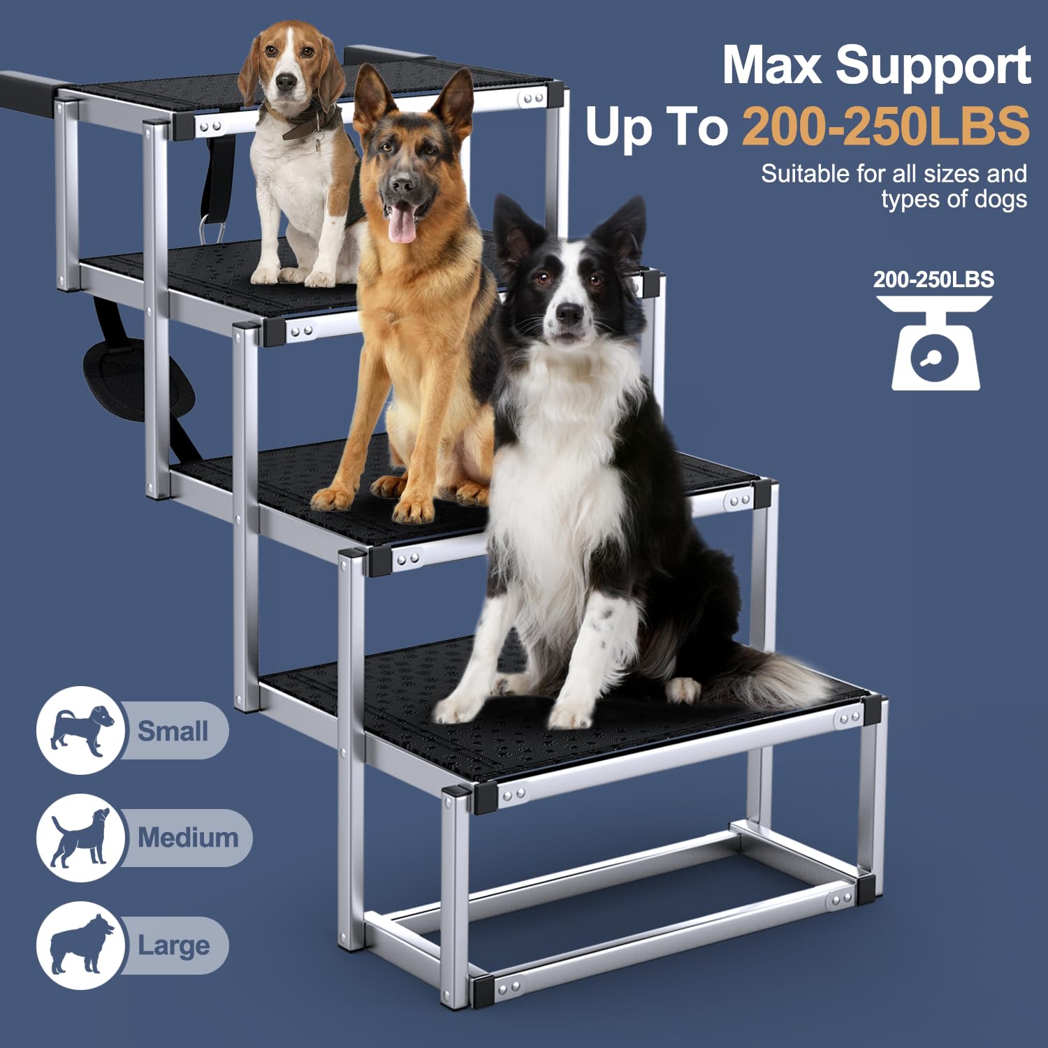 PetRuna foldable dog ramp for car enables easy loading during trips.