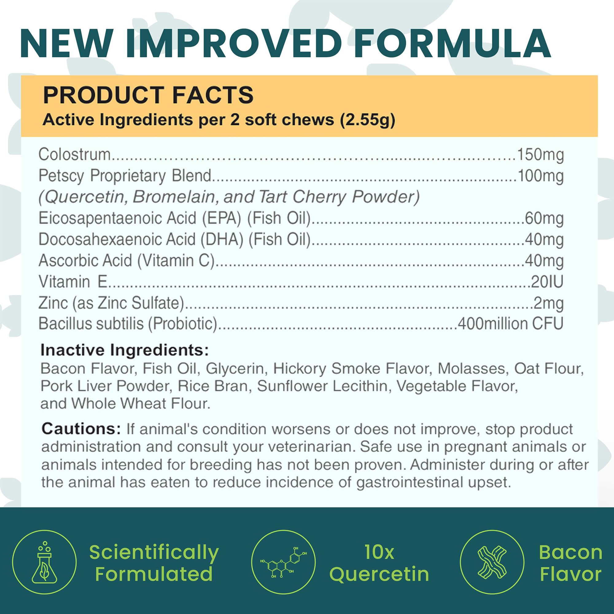 Petscy Itch & Allergy Plus quercetin and bromelain blend for inflammatory support.