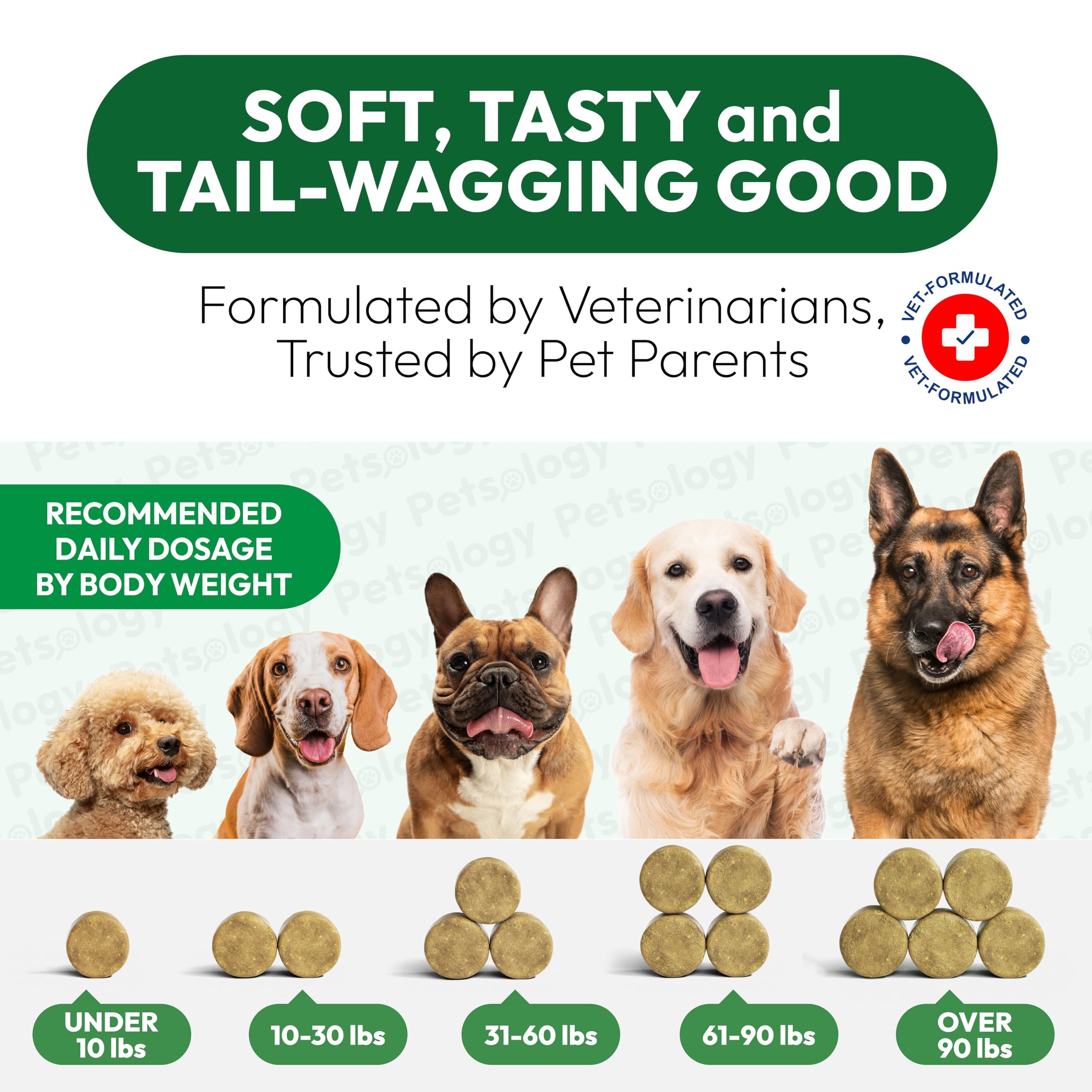 Petsology USA-made badge on packaging emphasizes safety standards.