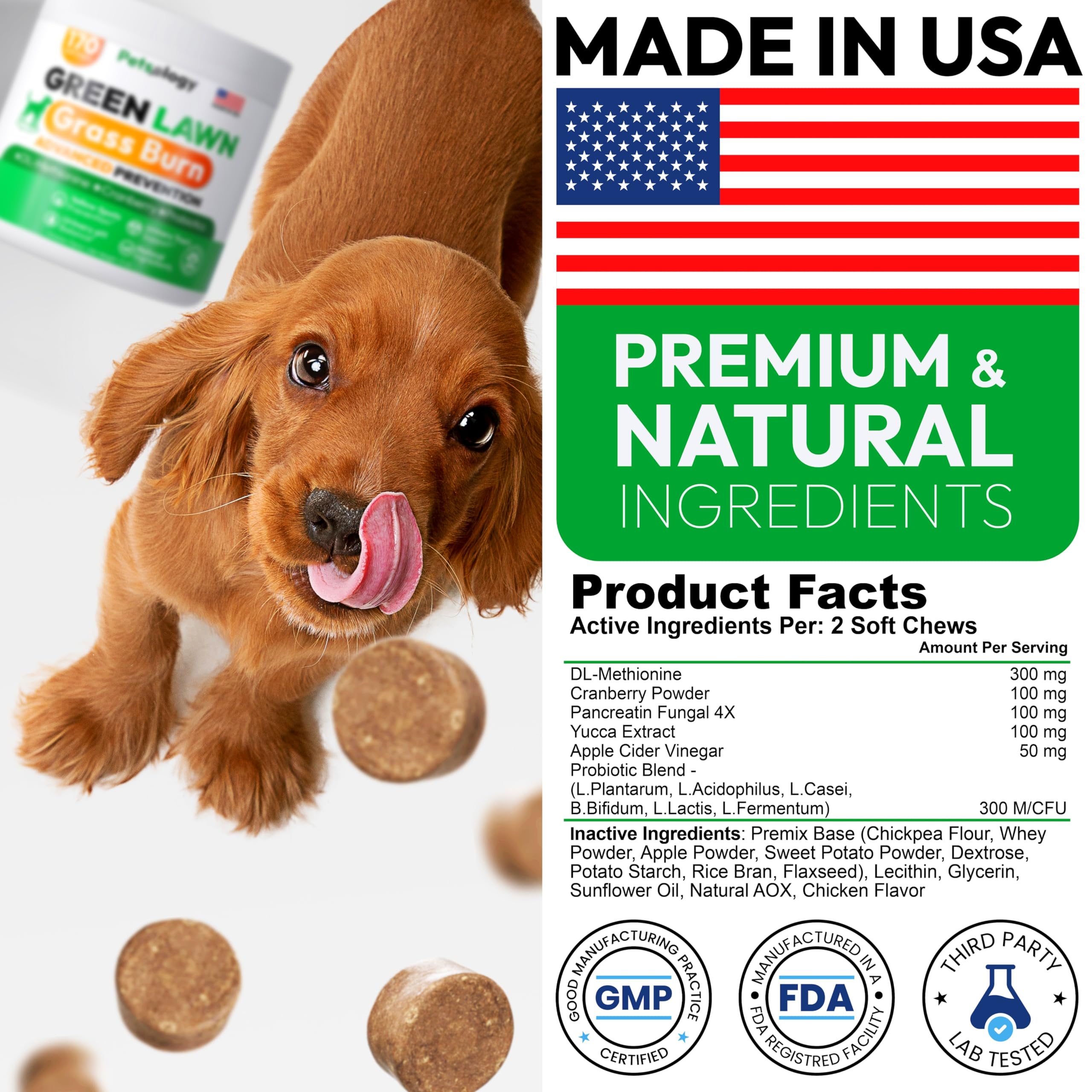 Petsology lawn health benefits highlighted on packaging