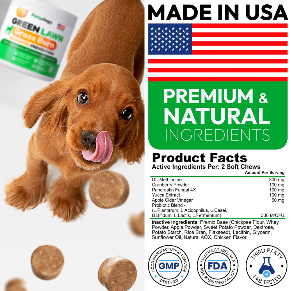 Petsology lawn health benefits highlighted on packaging
