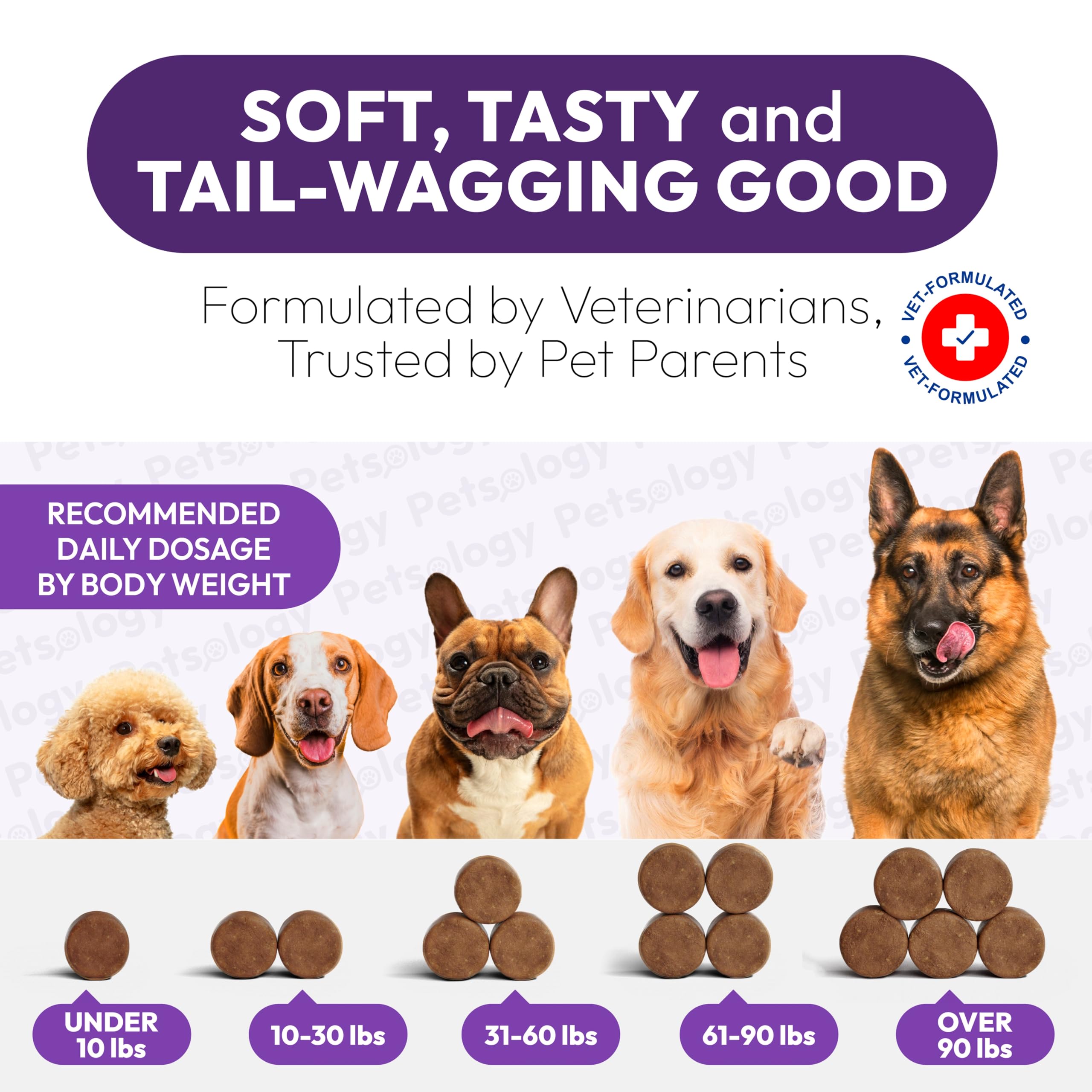 Petsology closeup of natural ingredients—vet-formulated calming blend.