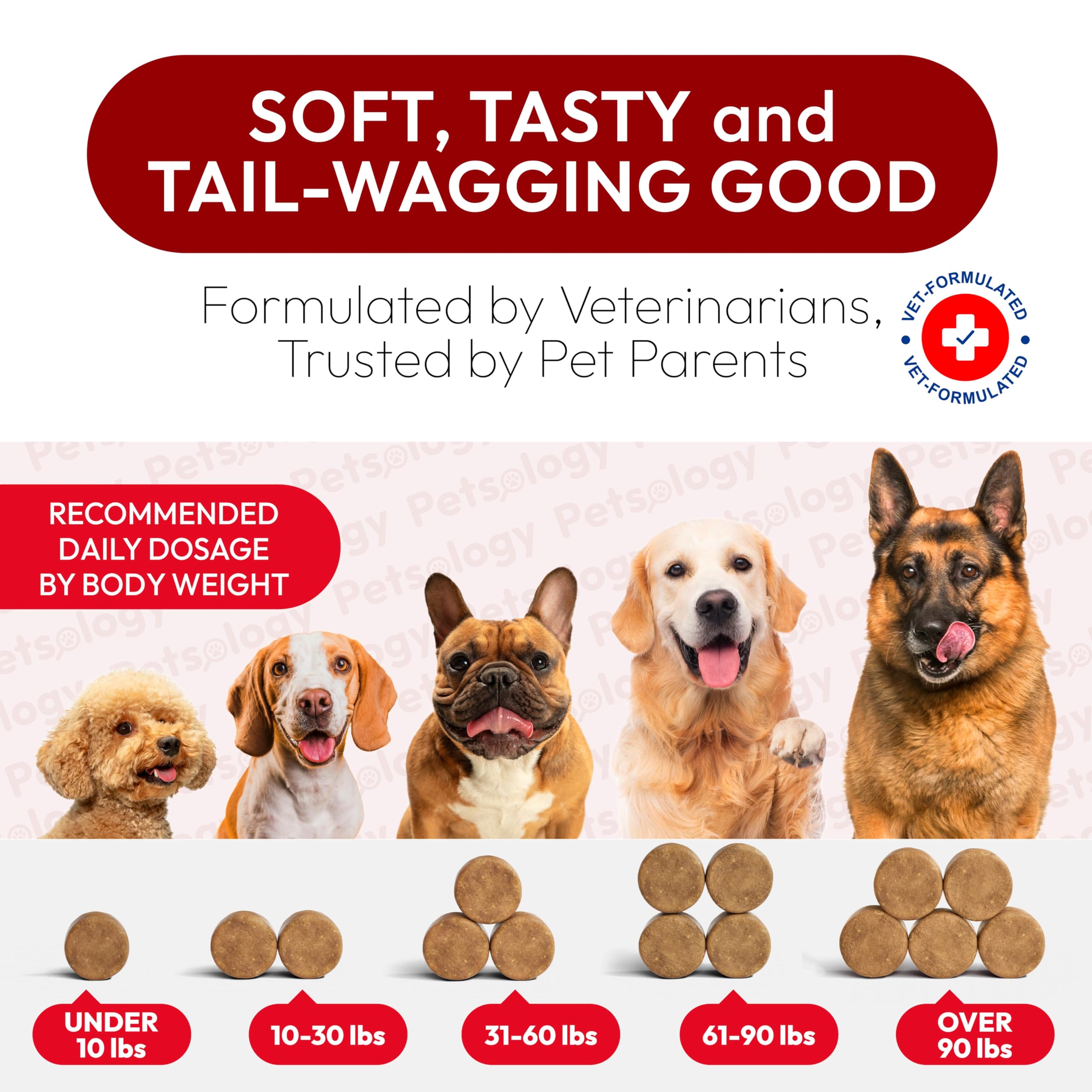 Petsology packaging closeup dog chews shows premium quality.