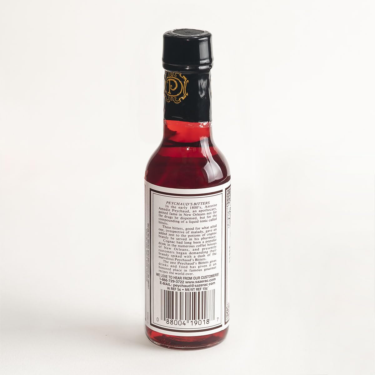 PEYCHAUD'S bottle-side-view showing compact design for easy storage