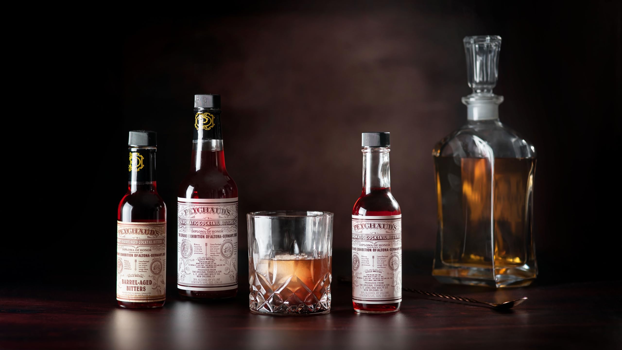 PEYCHAUD'S bottle-with-glass pairs with rituals and everyday cocktails