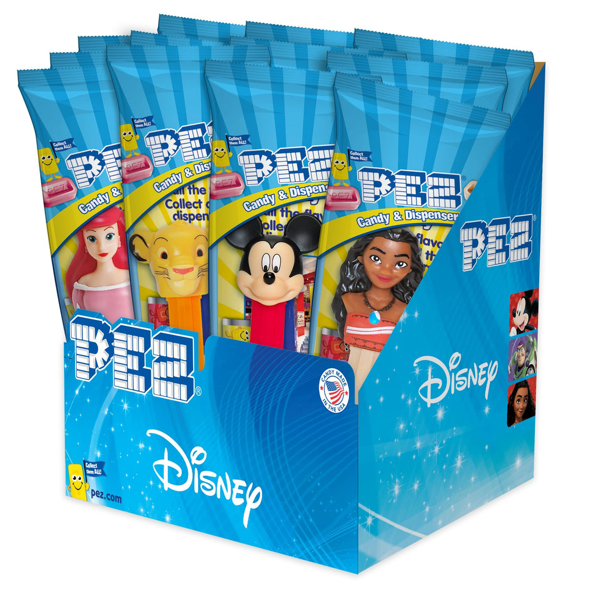 PEZ best-of-Disney-Pixar dispensers 12-pack ready for on-the-go fun.