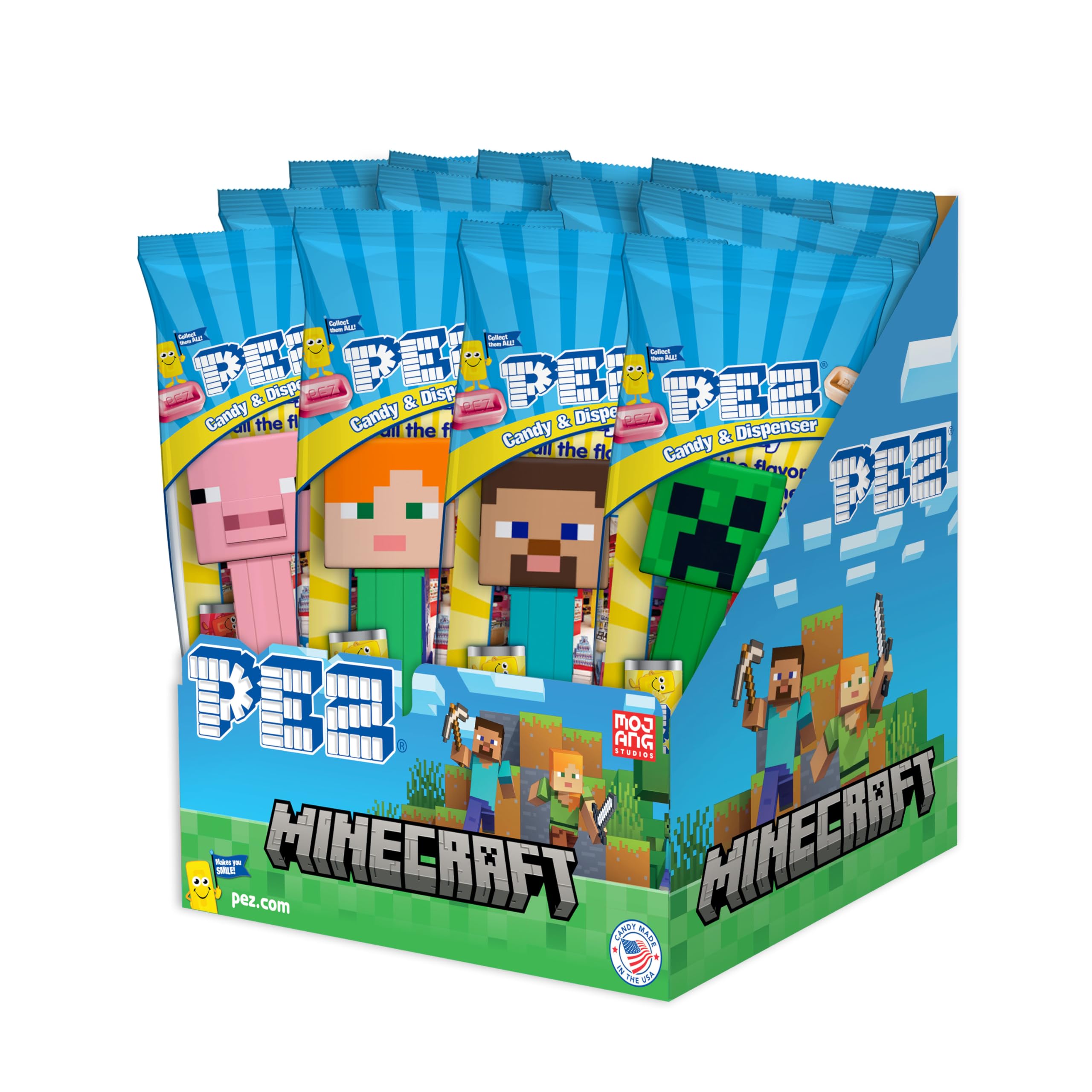 PEZ Minecraft party pack with 12 dispensers ready for gifting and sharing.